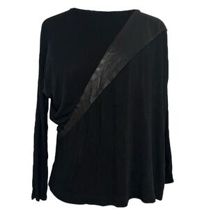 Alice + Olivia Black Long Sleeve with Lamb Leather Size XS